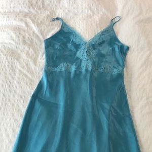 Blue satin slip dress